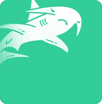 Ilustração de um tubarão branco sobre um fundo verde
