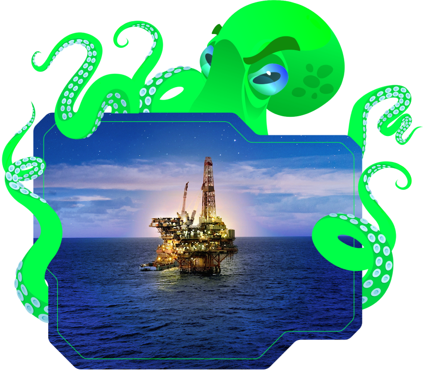 Uma foto de uma plataforma de petróleo no oceano